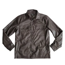 BLANKNYC Men's Faux Leather Relaxed Fit Jacket Brown Medium