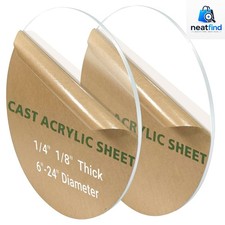 2 Pieces 1/8" Round Plexiglass Sheet, 8 Inch Diameter Clear Acrylic Circle, R...