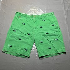 Polo Ralph Lauren Shorts Mens 38 Green Whale Embroidered AOP Chino Preppy