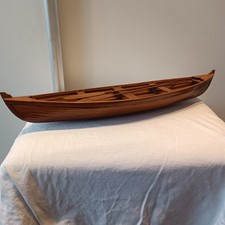 Vintage Hand-Crafted Wooden Canoe / Boat – Art Nautical Light Wood Dory