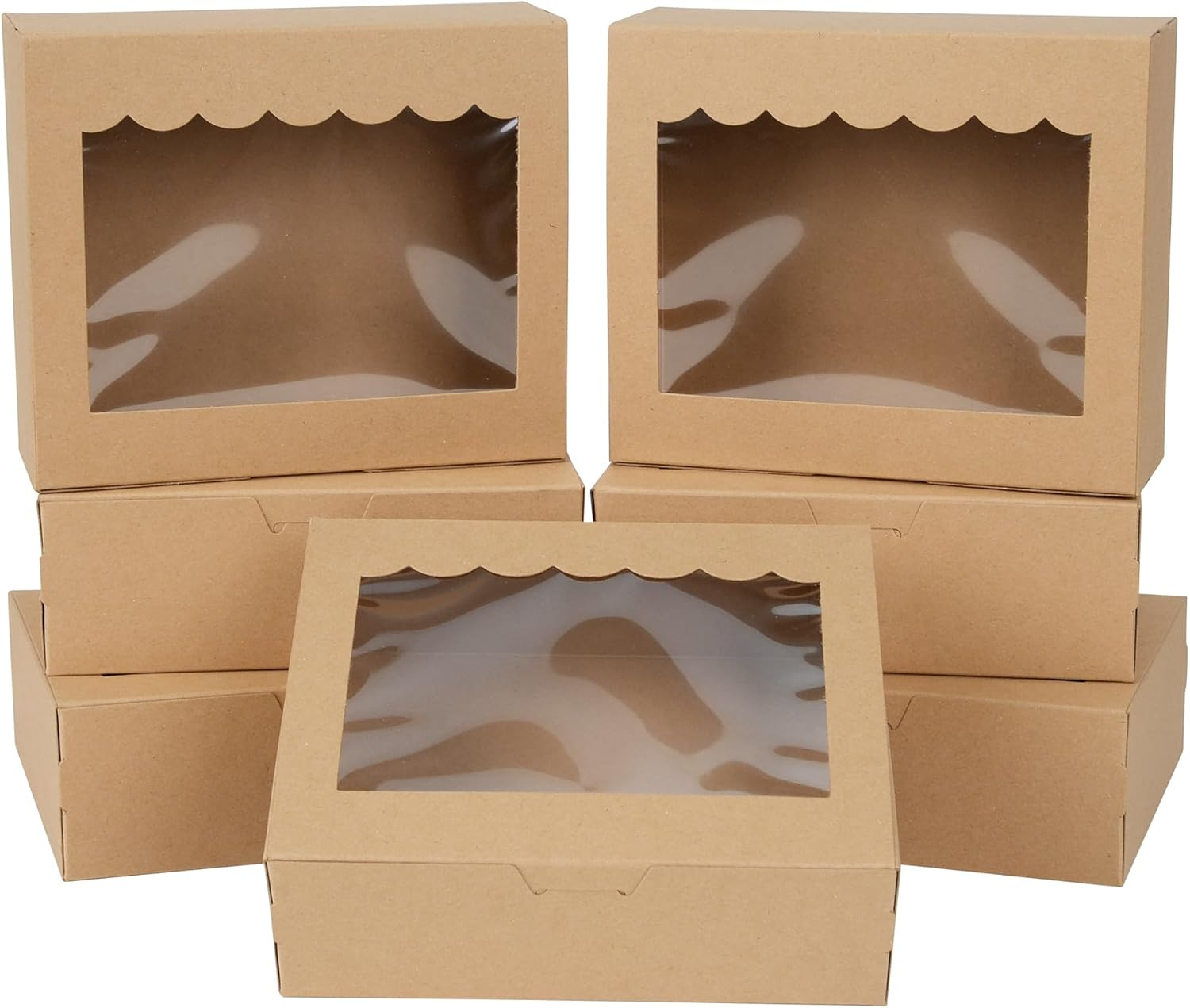 12-Pack Kraft Candy Boxes with Window 6x5x2 Inch Brown Treat Gift Box Set UK