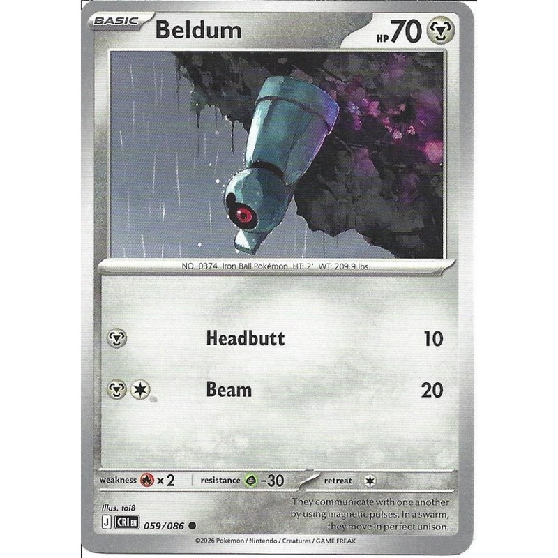 059/086 Beldum : Common Card : Chaos Rising : Pokemon Trading Card Game