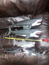 Vintage Long Great White Shark Snapping Toy! Toys R Us? LOT OF 5 SHARKS 20” &12”