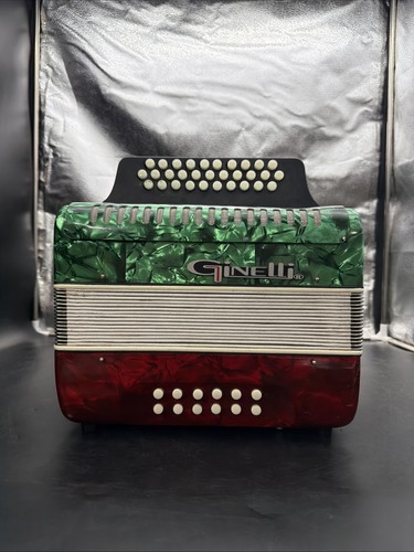 USED Ginelli 31-Button Accordion 12-Bass -Red/White/Green