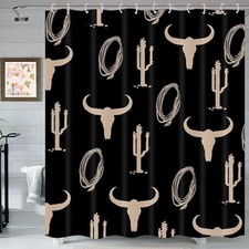 Western Shower Curtain Bathroom Decor, Boho Cow Head Shower Curtain Sets,