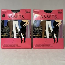 2 Pairs SPANX Marvelous Mama Maternity Tights Size 4 Black Opaque Stripe