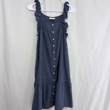 Universal Thread Blue Tiered Midi Dress Button Front Ruffle Strap Cottagecore S