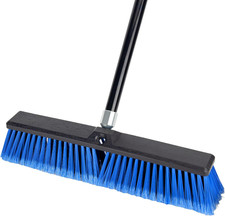 18 Inches Outdoor Push Broom Heavy Duty Shop Broom with 63" Long Handle for Deck