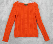 Ralph Lauren LRL Sweater Womens Large Cable Knit Pullover Fisherman Chunky Knit