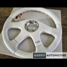 Atc Candy Max White Wood Leather Steering Wheel 360mm - White Pearl Vip Jdm