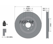 2x Disco de freno TEXTAR eje delantero Ø 323mm para Citroen Peugeot 92267103