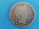 1907 Barber Half Dollar   Free Shipping  90% Silver