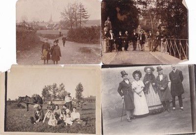 Acht schöne antike Sepia Fotos von Menschen Orte Kinder Ephemera