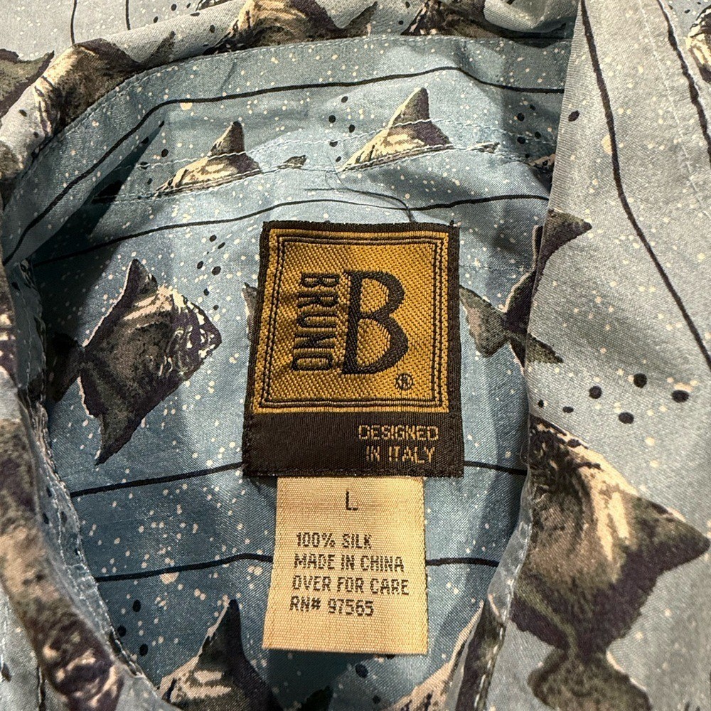 Men's Casual Blue Patterned Button Down Shirt 100… - image 3