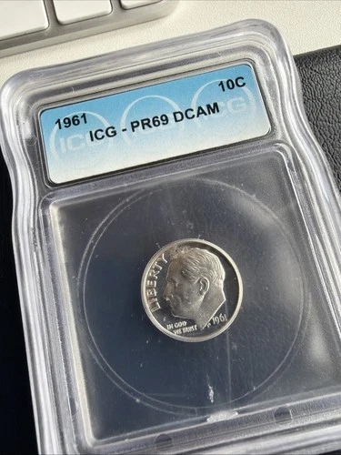 1961  Roosevelt Silver Proof Dime Coin ICG PR69 DCAM Deep Cameo Correct Graded