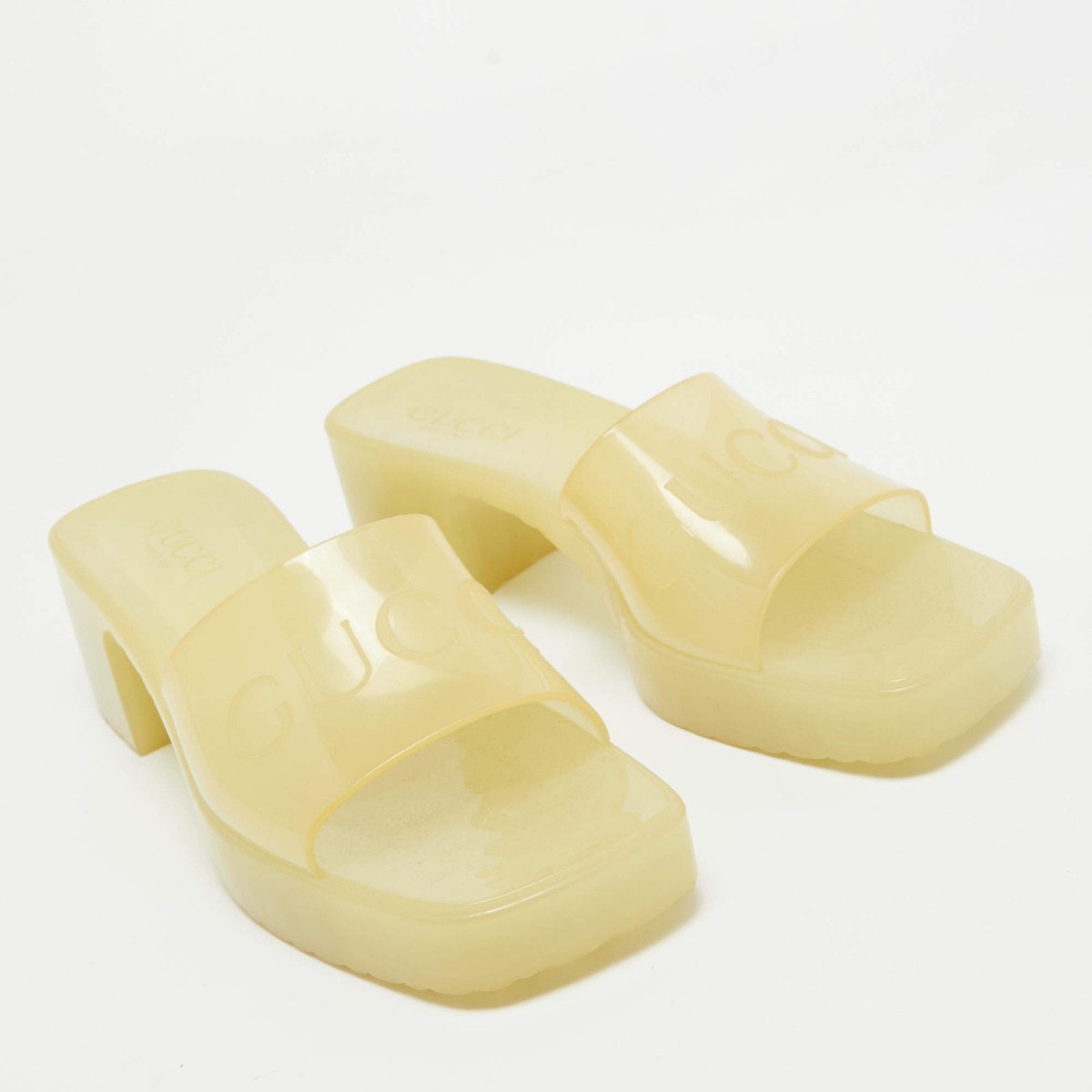Gucci Green Slide Sandals with Yellow Logo Accent size us 11 Authentic Gucci double G quilted green leather slide... | Depop main image 2