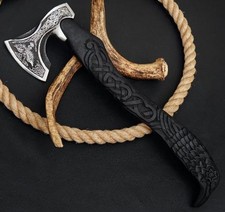 Custom Handmade Viking Axe, Norse Engraved, Wall D cor  Display Piece
