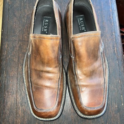 Mens GORDON RUSH Casual Shoes brown leather loafers size 10 1/2