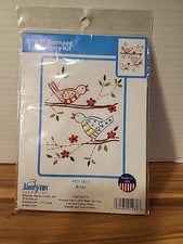 New Sealed JanLynn Embroidery Kit Beginners Stamped Kit Birds 5" x 7" Colorful