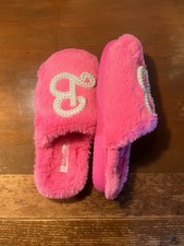 Barbie Pink Furry Slippers With Pearls