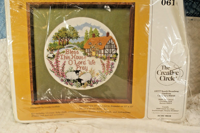 Vintage Counted Cross Stitch Kit, Creative Circle, Bless This House, 13X13