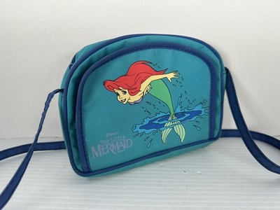 Vtg 90s Disney The Little Mermaid Purse Kids Cross Body Bag Blue Pyramid Handbag