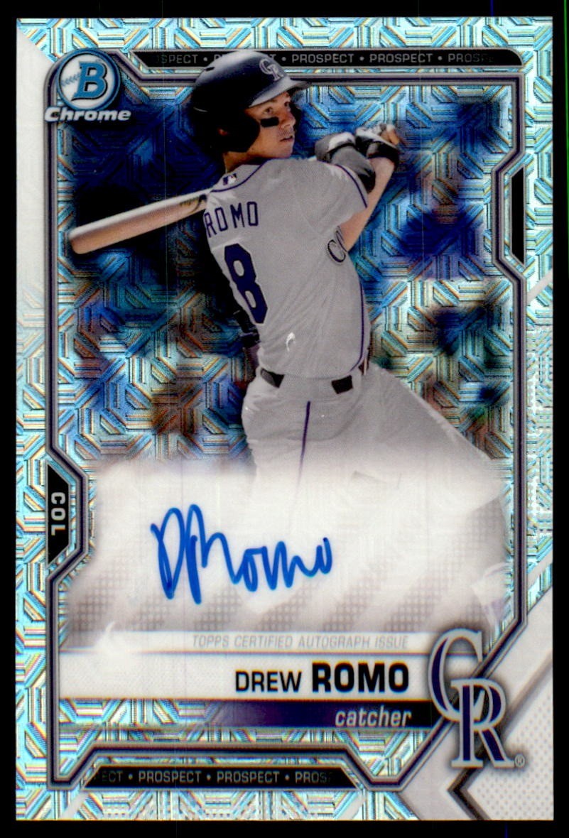 2021 Bowman #BMA-DR Drew Romo Chrome Prospect Autographs Mojo Refractor AU