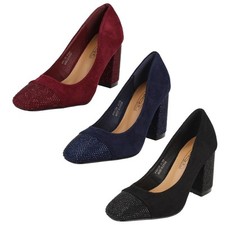 Women's Spot On Rhinestone Heel And Toe Cap Pumps F90138