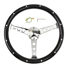 380mm 15 Classic Mahogany Wood Steering Wheel Chrome W Silver Finish 6 Hole