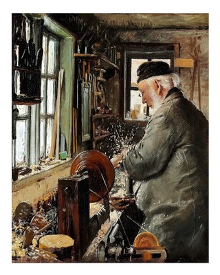 Vintage Werkstattszene Wandkunst Rustikales Dekor Druck Werkstattszene
