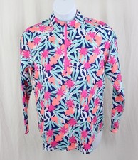 Jofit Women's Blue Pink Multi Floral Print 1/4 Zip Long Sleeve Athletic Top XL