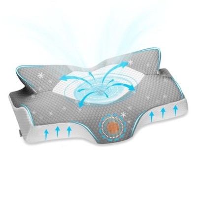cervical memory foam pillow for neck shoulder pain orthopedic pillow Gray-S