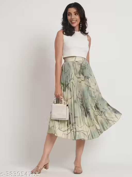 Skirt for Women |  Woman's A-Line MIDI Printed Skirt |  Polyester-image