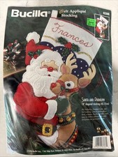 Bucilla Santa and Rudolph 18" Christmas Stocking Kit 83388 Felt Applique 1996