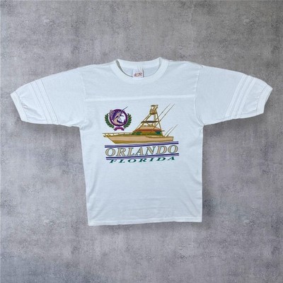 Vintage 90s Adore Orlando Florida Nautical Souvenir Graphic White T-Shirt Medium