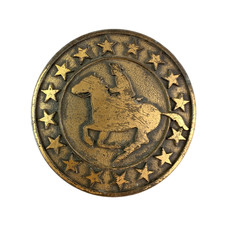 Vintage Lasso Herbicide Monsanto Horse Stars Round Metal Belt Buckle