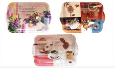 Plastic Tea Coffee Table Tray 40 x 26 cm Assorted Designs Break Time Design