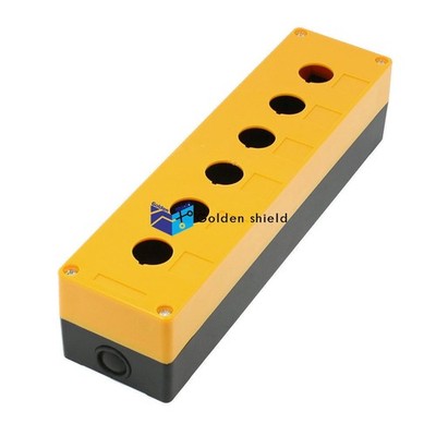BX1-22 Yellow Black Plastic 22mm Hole 6 Push Button Switch Control StationBox Kd