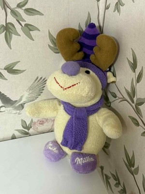 Milka schokoladenweißes Rentier weiches Plüschtier Werbeartikel 6 Zoll