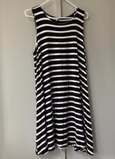 Old Navy Sleeveless Dress Size XL Black & White Striped A-line Flare Stretch