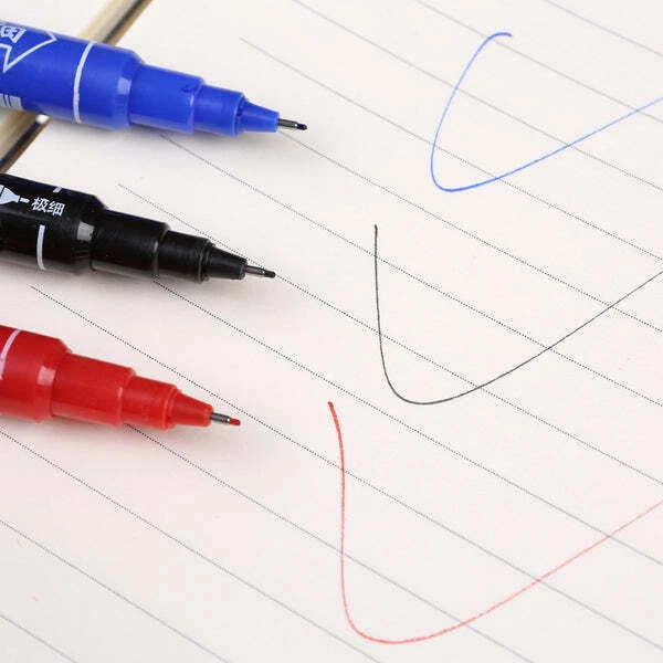 10x Fineliners Felt Tip Pens Dual Nibs Permanent Marker Pens Black Blue Red Ink - image 4 of 4