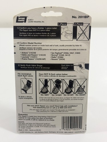Korky 1 pc Toilet Flapper Replacement Compatible w/Kohler Hinge-styles #2011BP - Picture 2 of 3