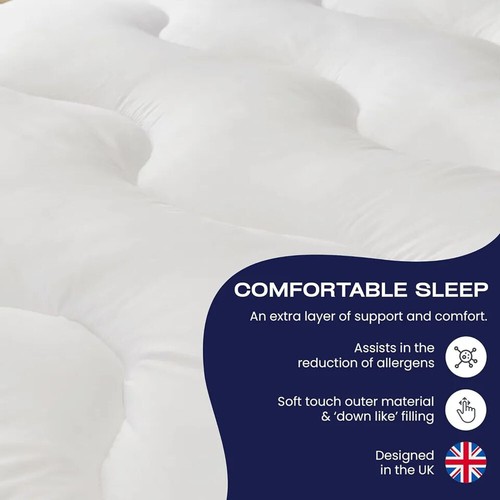 NightComfort Feels Like Down 650GSM Microfibre Mattress Protector Pad- All Sizes - Picture 4 of 64