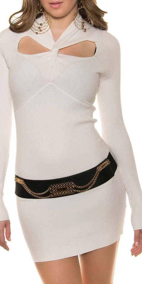 Maglioncino/mini abito color crema a costine  tg. unica 38/44 - Immagine 4 di 4