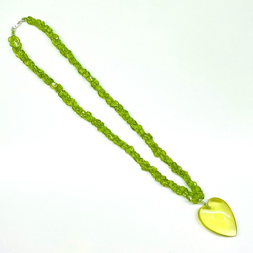 3 Rows Natural Peridot Necklace Oval Beads 925 Silver Clasp Lemon Quartz Pendant - Picture 7 of 10