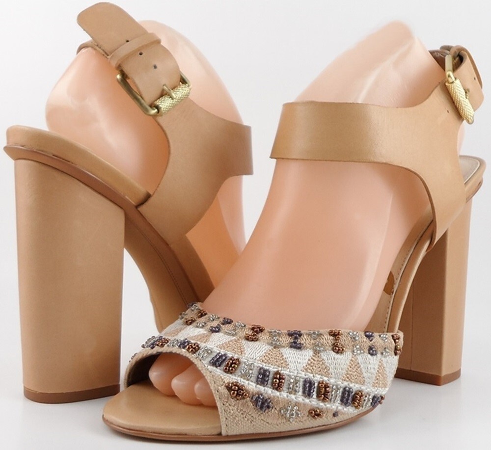 Sam Edelman YURI Metallic Embroidered Sandals Heels Size 9.5 $170