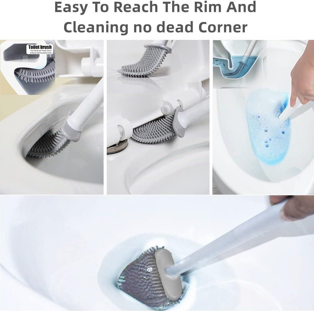 Upgraded Silicone Toilet Brushes with Toilet Brush Holder Soft Bathroom