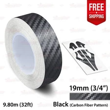 CARBON FIBER BLACK 3/4" 19mm PIN STRIPE Car Striping TAPE Decal Vinyl Sticker