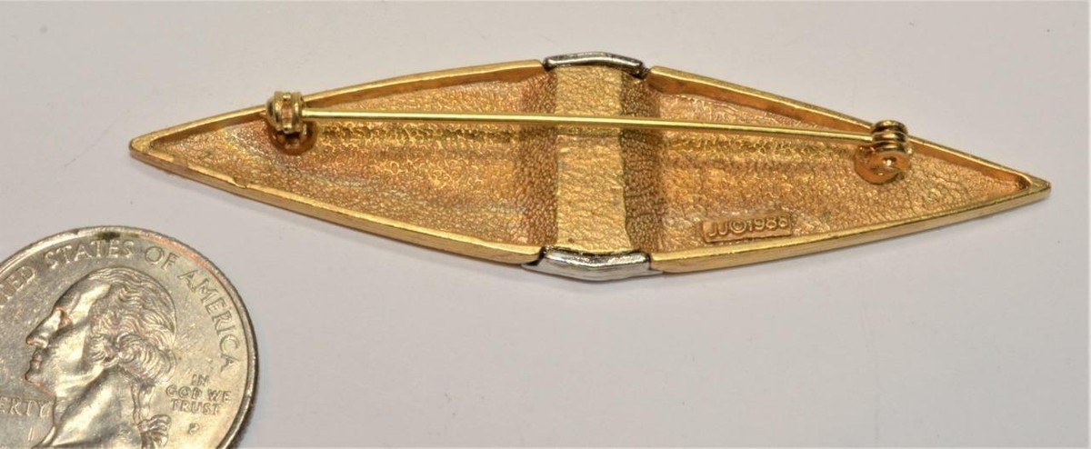 Grande Broche Vintage Gratte-ciel Signée JJ 1988 - Couleur Or - Parfait état