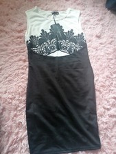 Indulgence London White and Black Lace Detailing Dress Size S/M small medium
